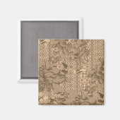 複雑な茶色のヴィンテージの花柄 マグネット (正面/裏面)