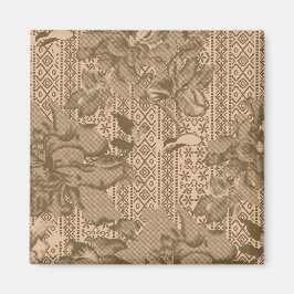 複雑な茶色のヴィンテージの花柄 マグネット