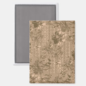 複雑な茶色のヴィンテージの花柄 マグネット (正面/裏面)