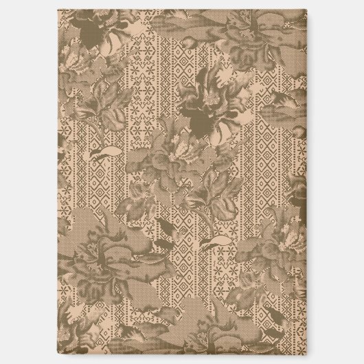 複雑な茶色のヴィンテージの花柄 マグネット (正面)