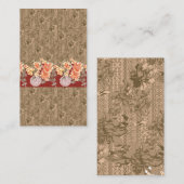 複雑な茶色のヴィンテージの花柄 名刺 (正面/裏面)