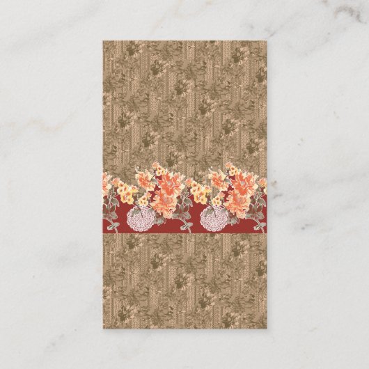 複雑な茶色のヴィンテージの花柄 名刺 (正面)