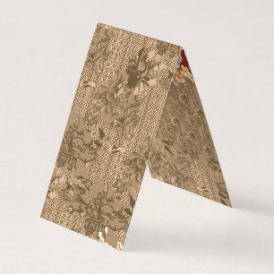 複雑な茶色のヴィンテージの花柄 名刺