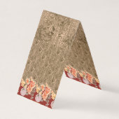 複雑な茶色のヴィンテージの花柄 名刺 (正面)