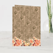 複雑な茶色のヴィンテージの花柄 箔シーズンカード (裏面)