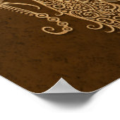 複雑な茶色の《星座》乙女座〔占星術の〕十二宮図 ポスター (角)