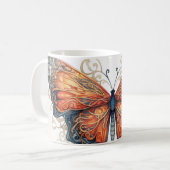 複雑な蝶のデザインセラミックマグカップ コーヒーマグカップ (正面左)