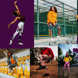 複雑な装飾デザインアートイエロー レギンス