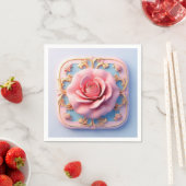 複雑な装飾詳細を持つピンクの金ゴールド スタンダードカクテルナプキン (インサイチュ)