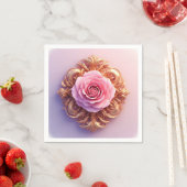 複雑な装飾詳細を持つピンクの金ゴールド スタンダードカクテルナプキン (インサイチュ)