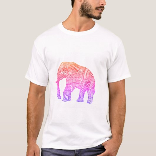 複雑な象の模様アート - 詳細な抽象画 Tシャツ (正面)