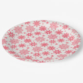 複雑な赤い雪片パターン ペーパープレート (アングル)