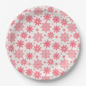 複雑な赤い雪片パターン ペーパープレート (正面)
