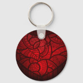 複雑な赤マンダラハートロマンチックなボホパターン キーホルダー (正面)