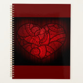 複雑な赤マンダラハートロマンチックなボホパターン プランナー手帳 (正面)