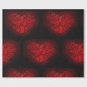 複雑な赤マンダラハートロマンチックなボホパターン ラッピングペーパー (フラット)