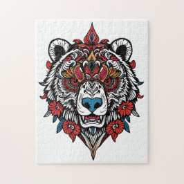 複雑な部族の熊のパズルとフローラデザイン ジグソーパズル
