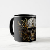 複雑な金の笑顔の部族の頭蓋骨 マグカップ (正面左)