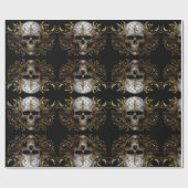 複雑な金の笑顔の部族の頭蓋骨 ラッピングペーパー (フラット)