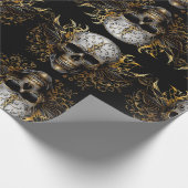 複雑な金の笑顔の部族の頭蓋骨 ラッピングペーパー (角)