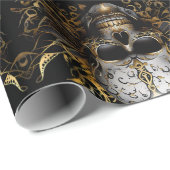 複雑な金の笑顔の部族の頭蓋骨 ラッピングペーパー (ロールコーナー)