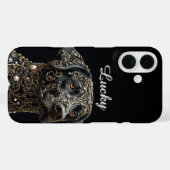 複雑な金ゴールドと真珠を持つブラックラブラドール Case-Mate iPhoneケース (裏面 (横))