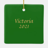 複雑な金ゴールドケルトパーソナライズされた蝶 セラミックオーナメント (裏面)