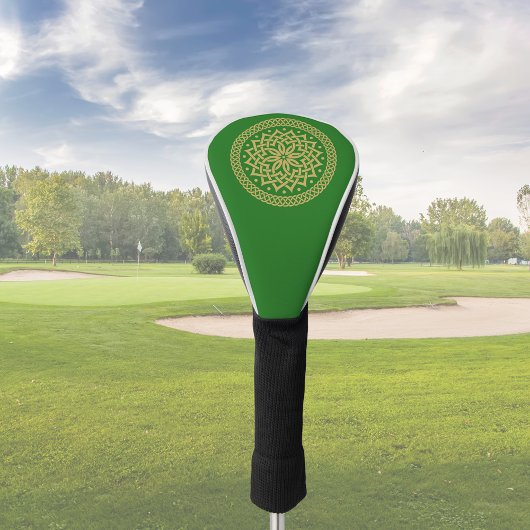 複雑な金ゴールドケルト花マンダラ ゴルフヘッドカバー