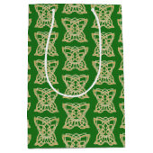 複雑な金ゴールドケルト蝶パターン ミディアムペーパーバッグ (正面)