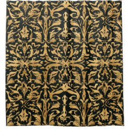 複雑な金ゴールド装飾模様 シャワーカーテン