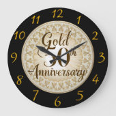 複雑な金ゴールド50周年 ラージ壁時計 (正面)