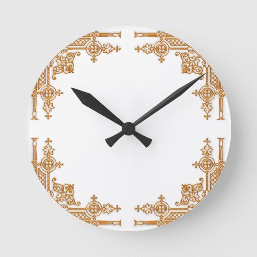 複雑な金ゴールド ラウンド壁時計 (正面)