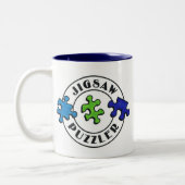 複雑な難問のゆとりの背景 ツートーンマグカップ (左)