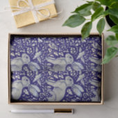 複雑な青うさぎ鳥モリススタイルパターン 薄葉紙 (ギフト)