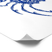 複雑な青がん〔占星術の〕十二宮図オンホワイト ポスター (角)