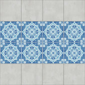 複雑な青と白のタイルとフローラ タイル