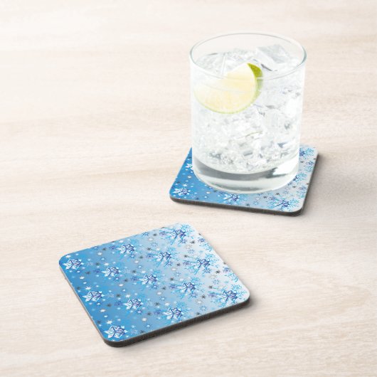複雑な青と白の星と雪 コースター (右側)