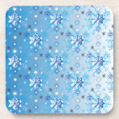 複雑な青と白の星と雪 コースター (正面)