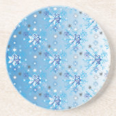 複雑な青と白の星と雪 コースター (正面)