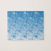 複雑な青と白の星と雪 ジグソーパズル (横)