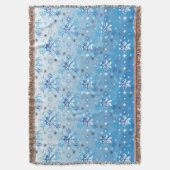 複雑な青と白の星と雪 スローブランケット (正面縦)