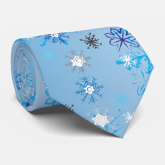 複雑な青と白の星と雪 ネクタイ (ロール)