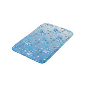 複雑な青と白の星と雪 バスマット (アングル)