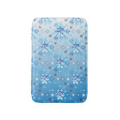 複雑な青と白の星と雪 バスマット (正面縦)