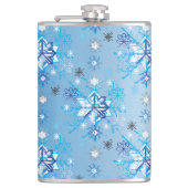 複雑な青と白の星と雪 フラスク (正面)