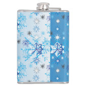 複雑な青と白の星と雪 フラスク (裏面)