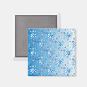 複雑な青と白の星と雪 マグネット (正面/裏面)