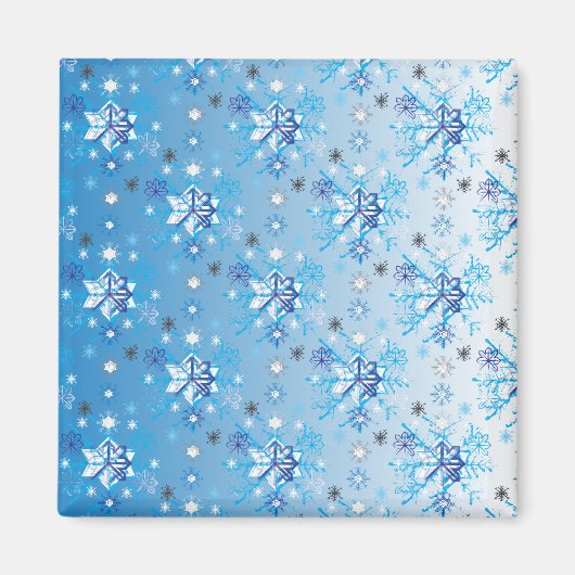 複雑な青と白の星と雪 マグネット (正面)