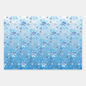 複雑な青と白の星と雪 ラッピングペーパーシート (正面)