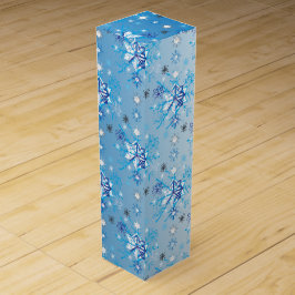 複雑な青と白の星と雪 ワインギフトボックス